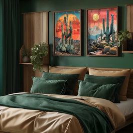 Wallity HUM108 Cuadro Decorativo enmarcado en MDF Multicolor (2 piezas)